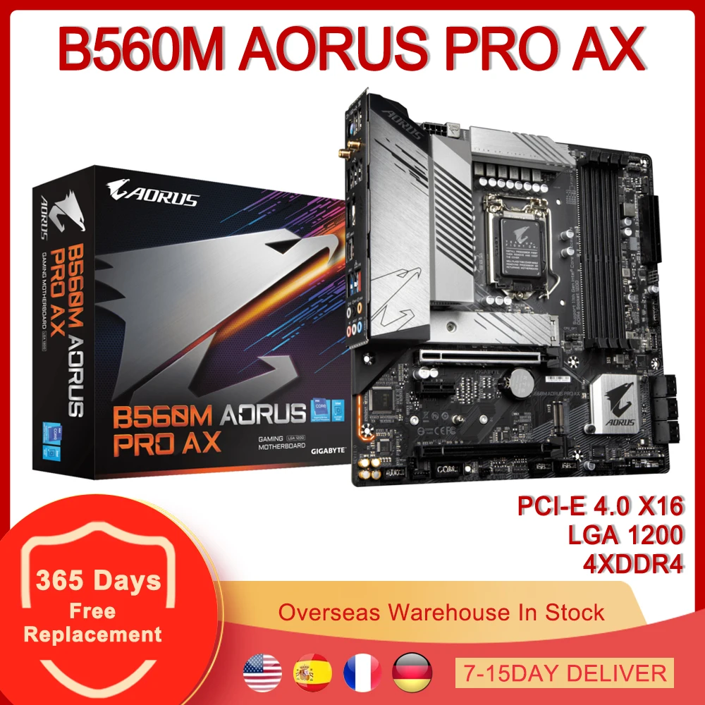 

Материнская плата AORUS B560M PRO AX Micro ATX Intel B560 PCI-E 4,0 DDR4 SATA M.2 LGA 1200 WIFI 6 USB 3,2 игровая материнская плата