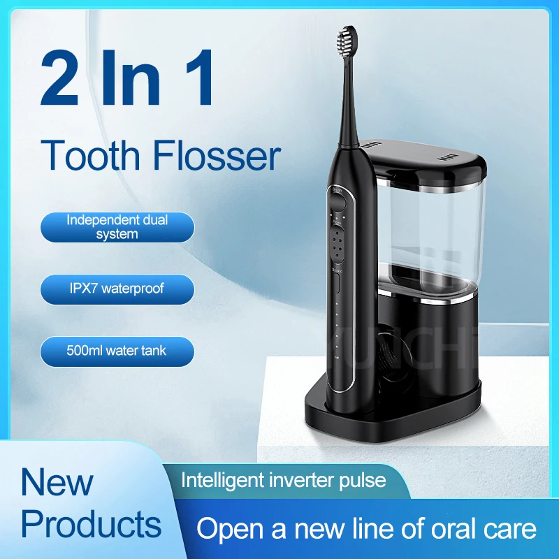 Electric Oral Irrigator 500ML 2 In 1 Smart Water Flossing Tooth Washer Desktop Tooth Punch 3 Mode IPX7 2 Min Timer For Oral Care