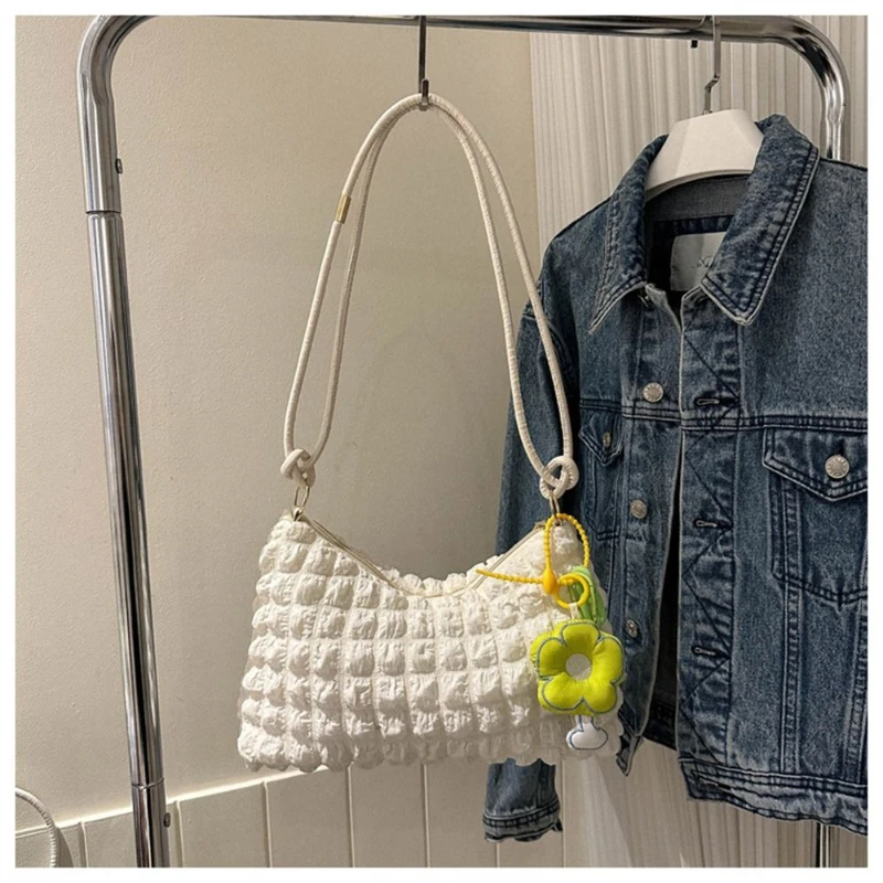 Пузырьковый плиссированный рюкзак текстурная Сумка-тоут под подмышек