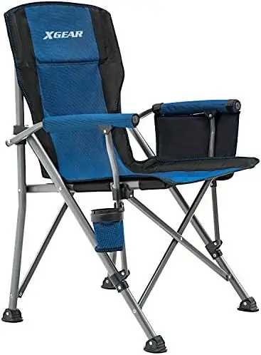 

Chair with Padded Hard Armrest, Sturdy Folding Camp Chair with Cup Holder, Storage Pockets Carry Bag Included, Support to 400 lb