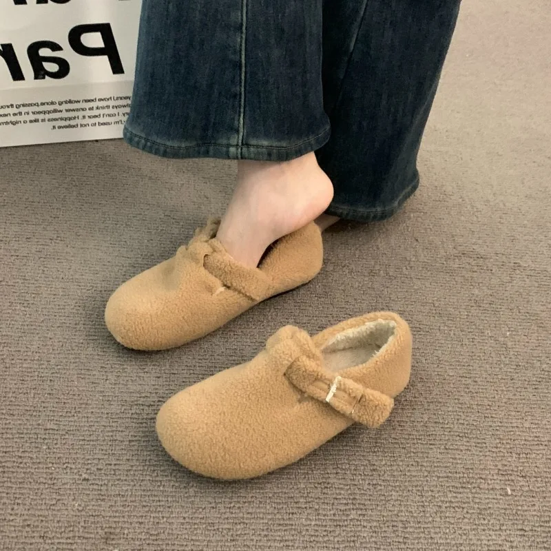 Замшевые меховые лоферы на плоской подошве женская обувь зимняя брендовая