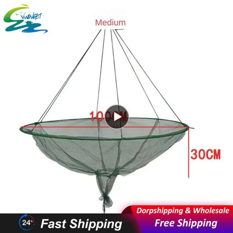 

Fishing Basket High-quality Shrimp Cage Nylon Mesh Round Open Pull Fishing Cage Fishing Tools Fishing Net Folding Practical.