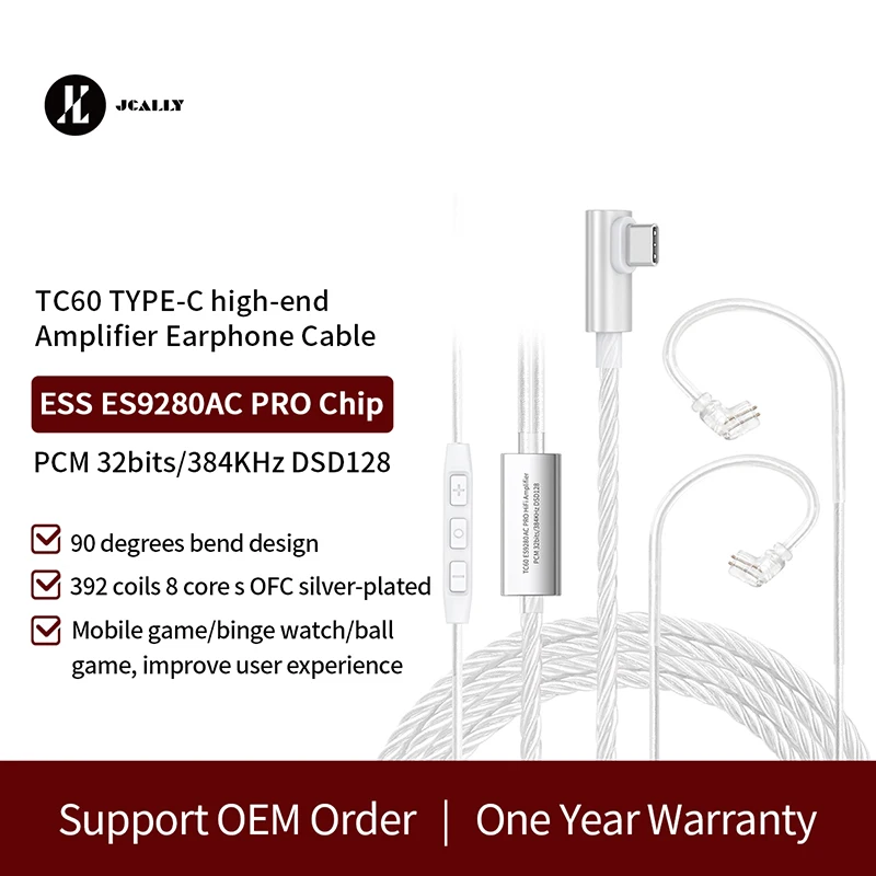 

Посеребренный высококлассный усилитель jectic TC60 OFC ES9280AC PRO, кабель для наушников типа C, кабель QDC Pin для AS16 PRO, с микрофоном