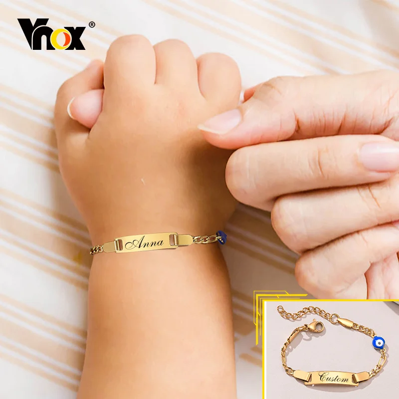 

Vnox Custom Engrave Mom Baby Name Bracelets, Anti Allergy Stainless Steel Infant Baptism Family Love Gifts, Adjustable Jewelry
