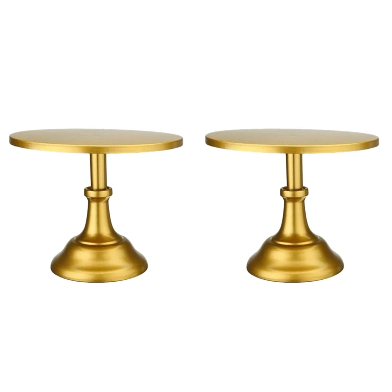 

2X Metal Iron Cake Stand Round Pedestal Dessert Holder Cupcake Display Rack Bakeware For Birthday Wedding Party (Gold)