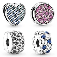 925 sterling silver clear love sparkling crystal clip beads for original pandora charms women bracelets bangles jewelry