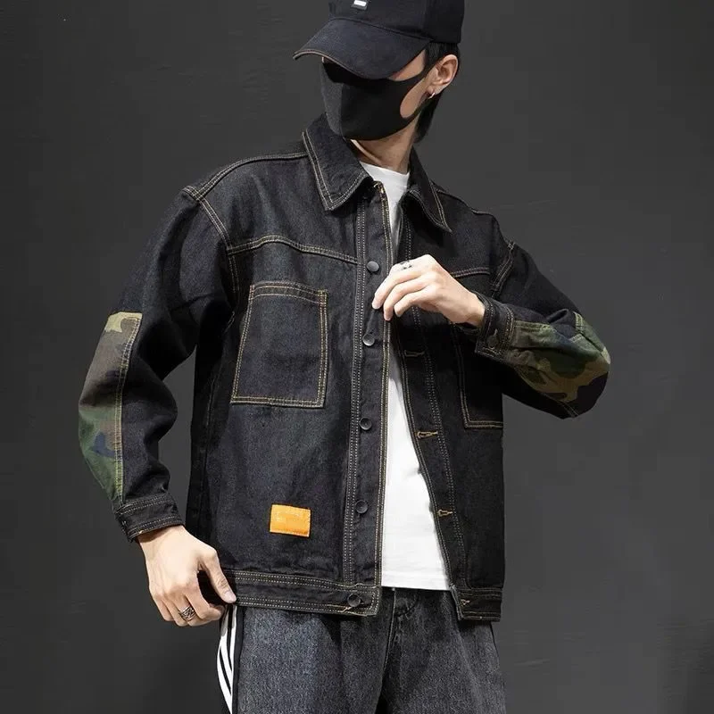 Модная джинсовая куртка для мужчин повседневная свободная посадка