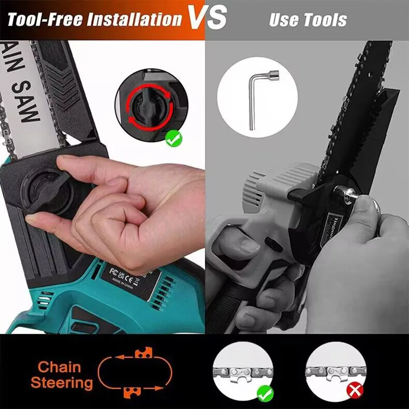8-дюймовая литиевая бензопила бытовая маленькая ручная пила высокой мощности