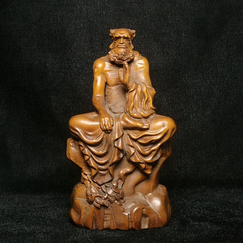 

Japanese boxwood hand carved Buddha Figure statue family Decoration collectable