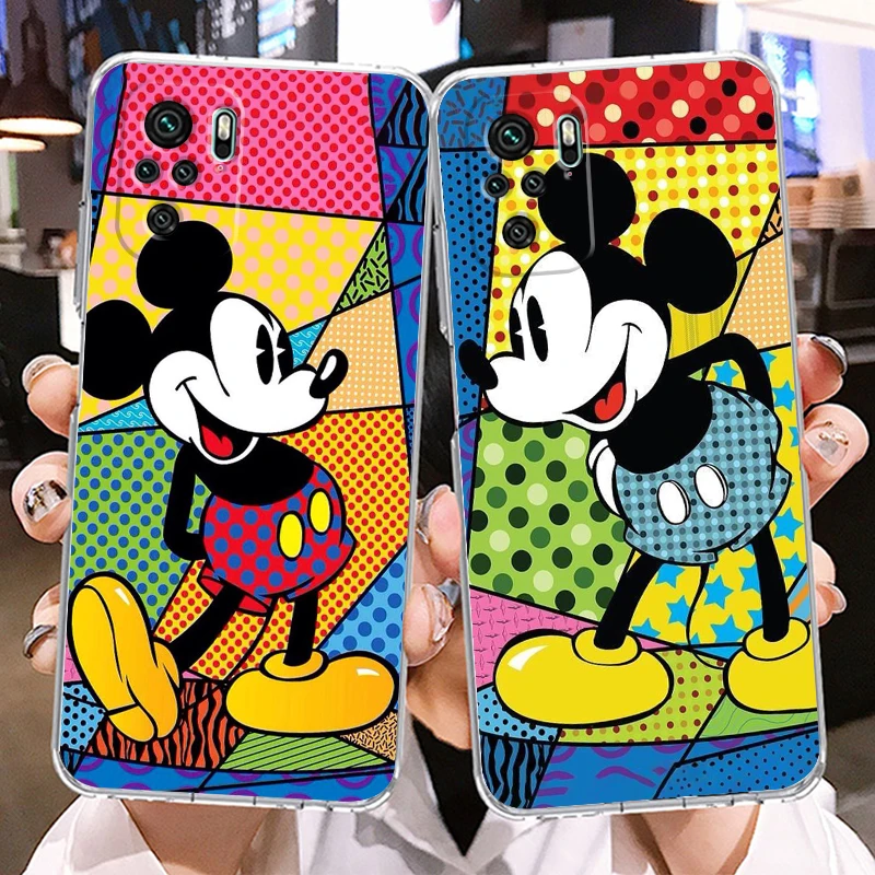 

Color Disney Mickey Minnie For Xiaomi Redmi Note 12 11E 11S 11 11T 10 10S 9 9T 9S 8 8T Pro Plus 5G Transparent Phone Case