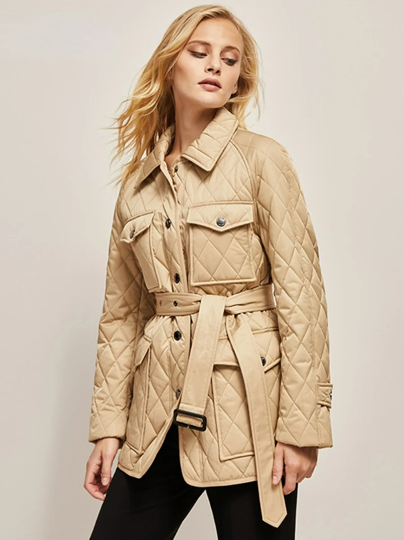 Women Lingge Coat Parkas Cotton Winter Casual Slim Coats Classic Mid-length Urban Suit Collar Windproof Warm Breathable Parka enlarge