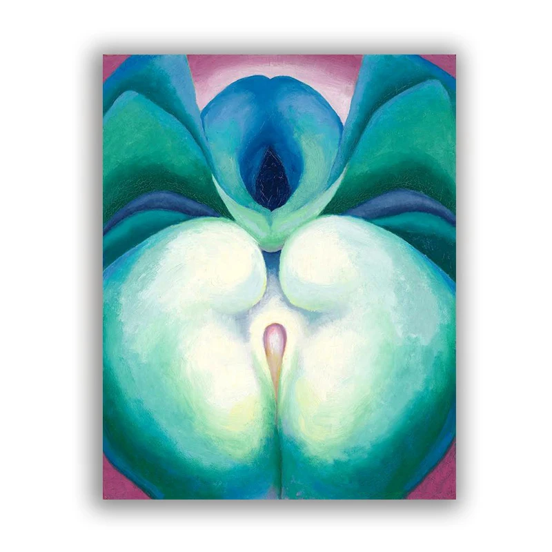 Джорджия о'keeffe абстрактный художественный постер Белая и синяя форма цветов на