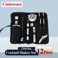 portable stainless steel cocktail shaker sets mixer mixer drink bartender cobbler shaker kit bars set tools with cloth bag