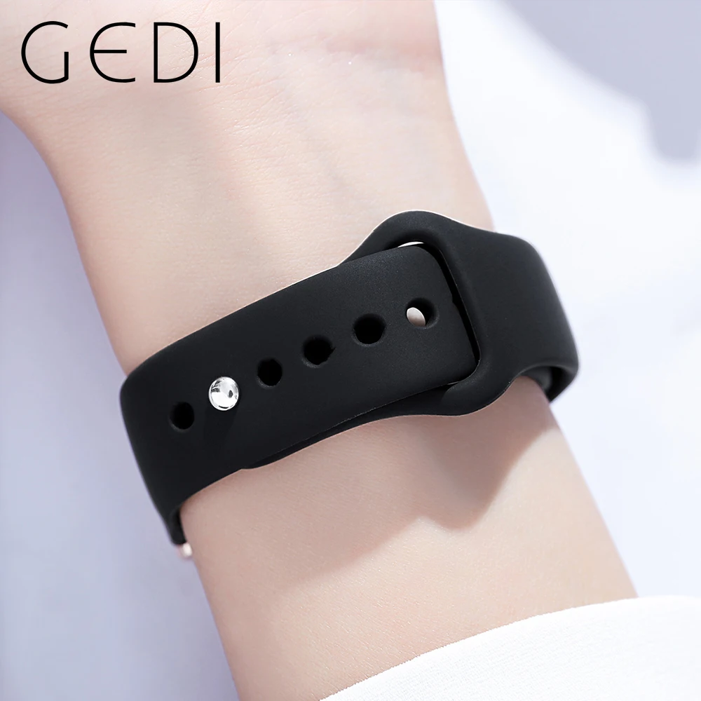 GEDI Women Men Unisex Watch Silicone Strap 30m Waterproof Rectangle Ladies Fashion Quartz Wristwatches Trend Gifts Dropshipping