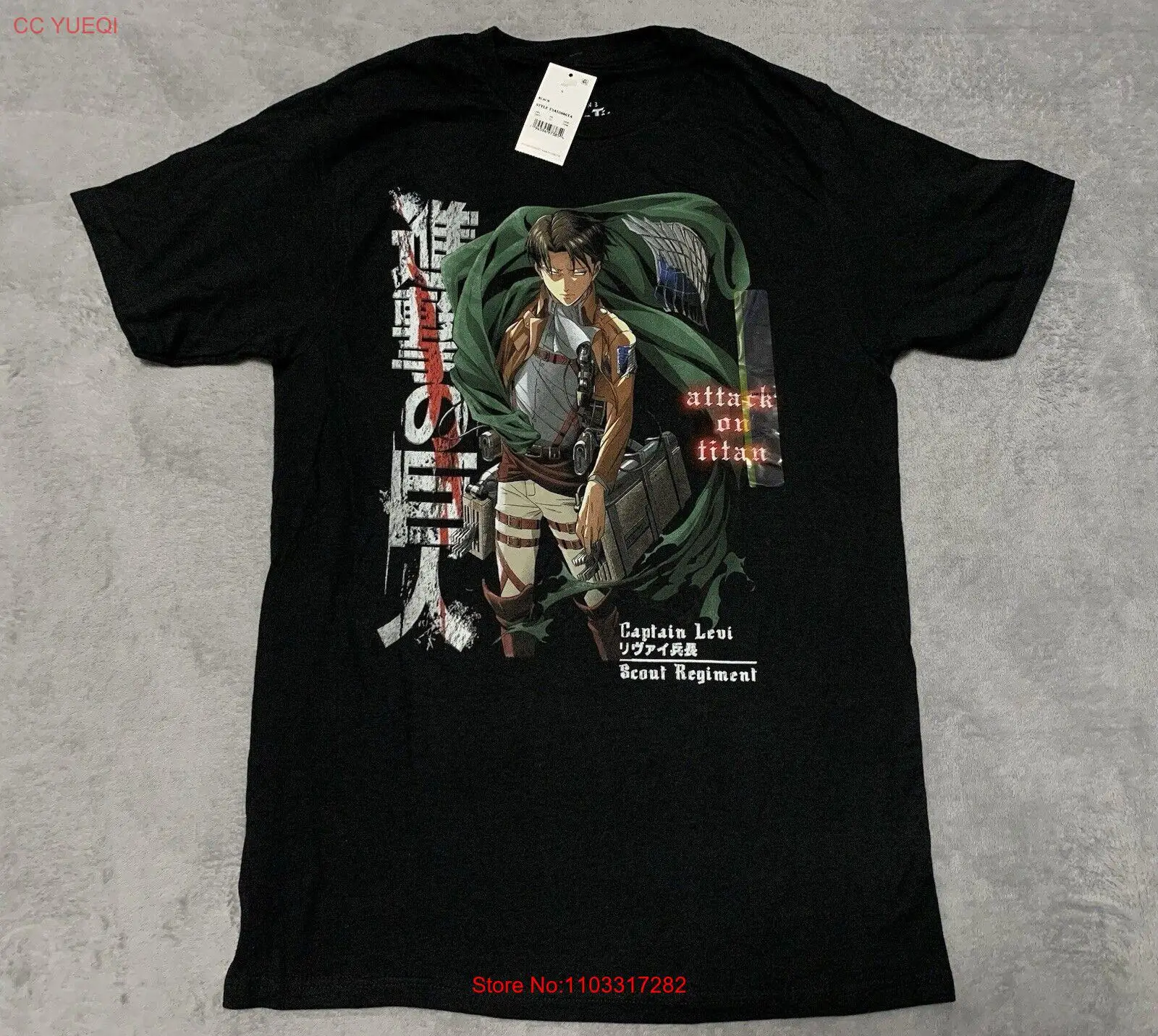 Футболка мужская из аниме атака на Титанов Сезон 3 маленький черный капитан Леви