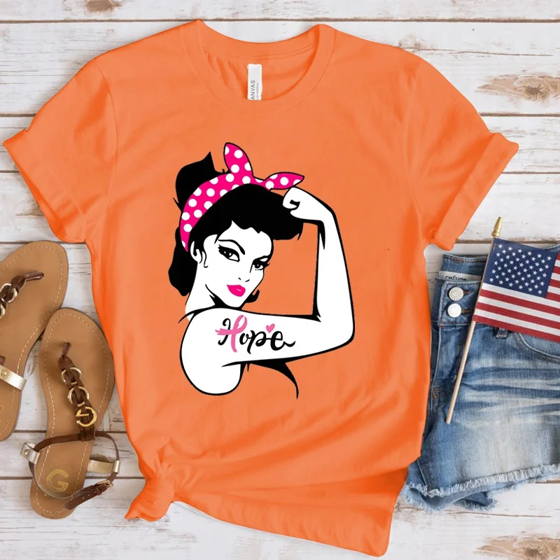 Женская свободная футболка с принтом рака груди и надписью Hope