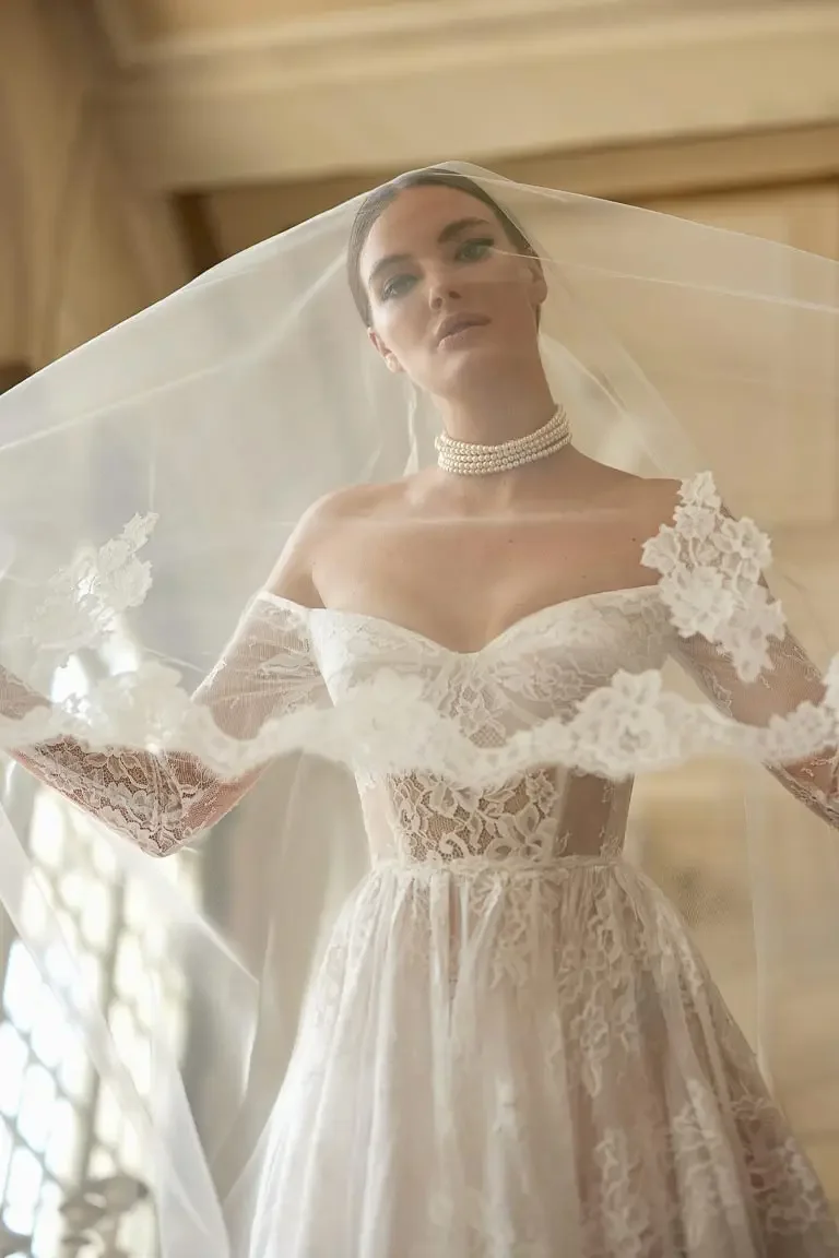 Фото Кружевное свадебное платье по индивидуальному заказу, Larga Sencillo and Elegante Vestidos Para Por La Iglesia Boda Noivas Robe MarieeVestido De Novia №4