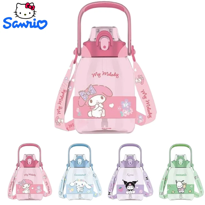 

Sanrio peripheral big belly cup Pochacco My melody Kuromi straw cup Kawaii shape children's large-capacity drop-proof water cup