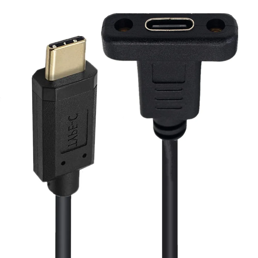 

High-Speed USB C Type Male To Female Extension Cable Gold-Plated with Screw Holes 10Gbps