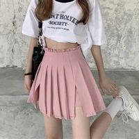 2022 summer womens skirt preppy style high waist puff skirt pleated skirt korean fashion split y2k skirts for women mini skirt