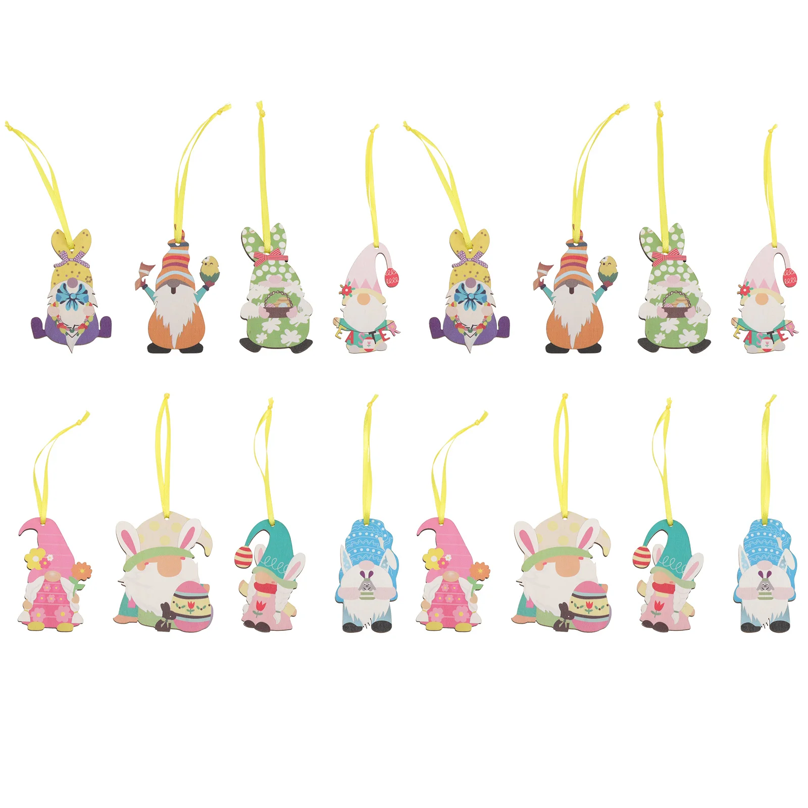 

24Pcs Pendant Wooden Gnome Cutouts Interchangeable Gnome Sign Easter Gnomes Wooden Cutouts Easter Wood Bunny