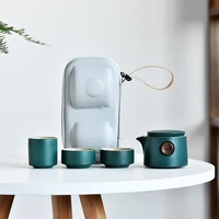vintage ceramic teapot set portable outdoor travel tea set black pottery teacup home kung fu tea exquisite gifts