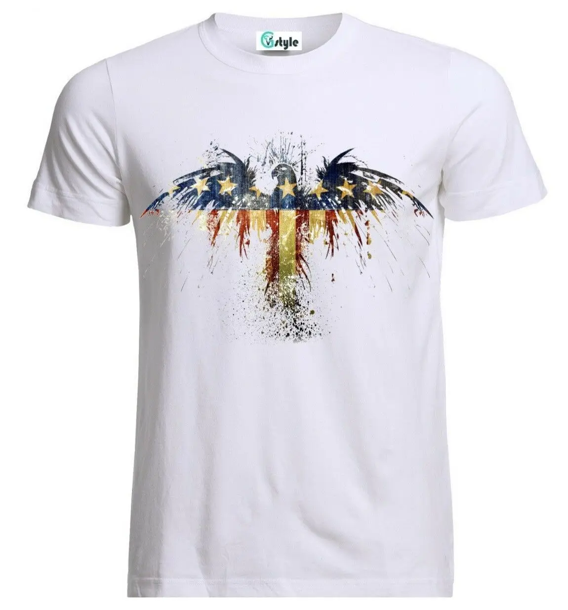 

American Eagle Coat of Arms USA Flag T-Shirt. Summer Cotton Short Sleeve O-Neck Mens T Shirt New S-3XL