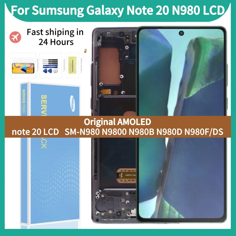 Original 6.7''AMOLED LCD For Samsung Galaxy NOTE20 Display With Black Frame For SM-N985 N986 LCD Touch Screen Digitizer Assembly