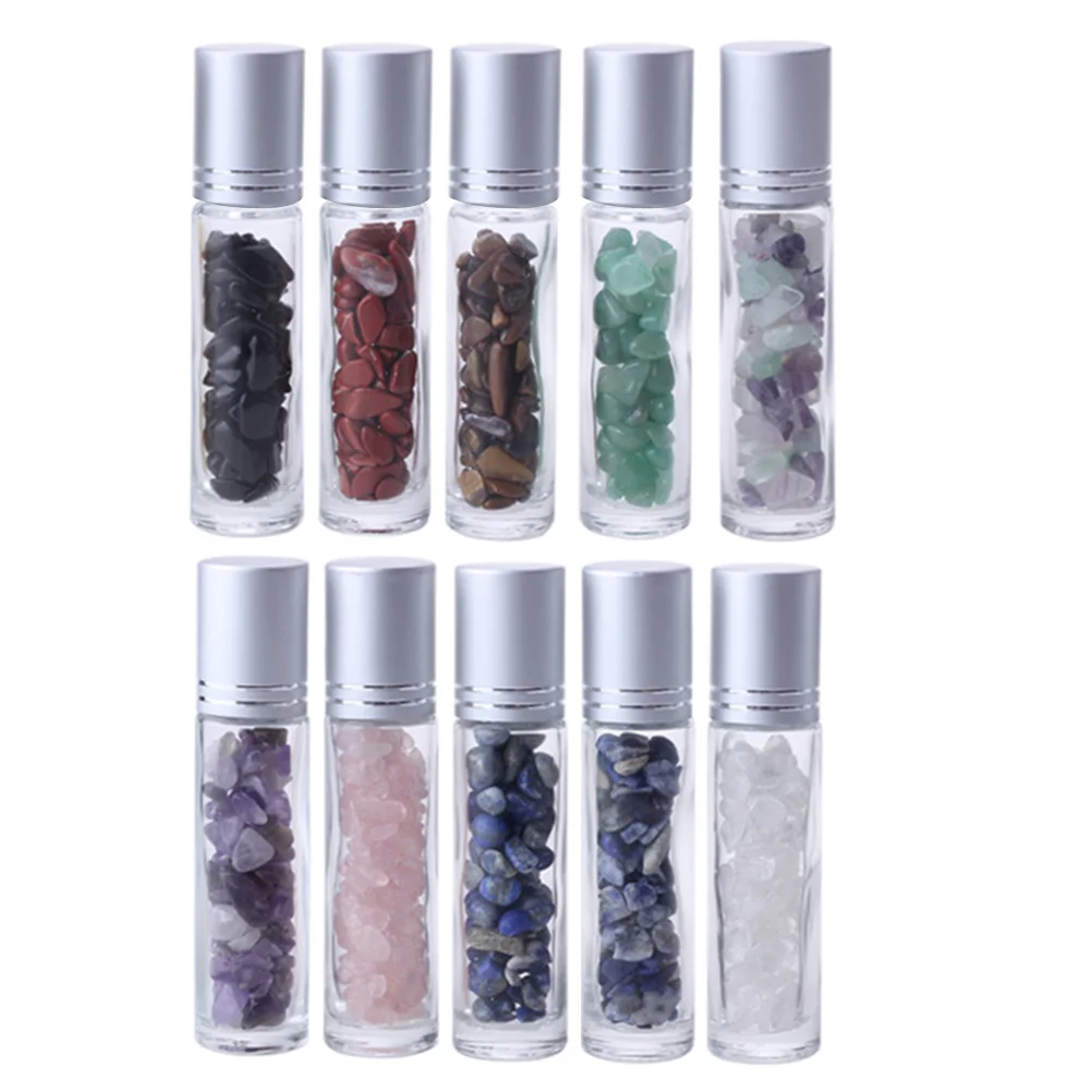 

10pcs Natural Semiprecious Stones Essential Oil Gemstone Roller Bottles