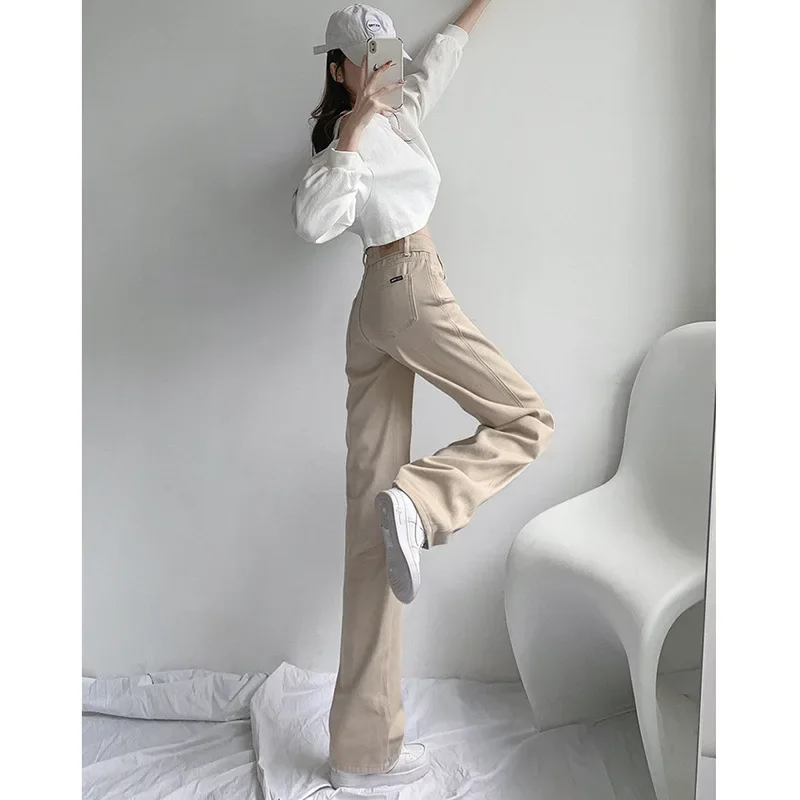 Новинка 2022 джинсы с прямыми штанинами женские повседневные брюки завышенной