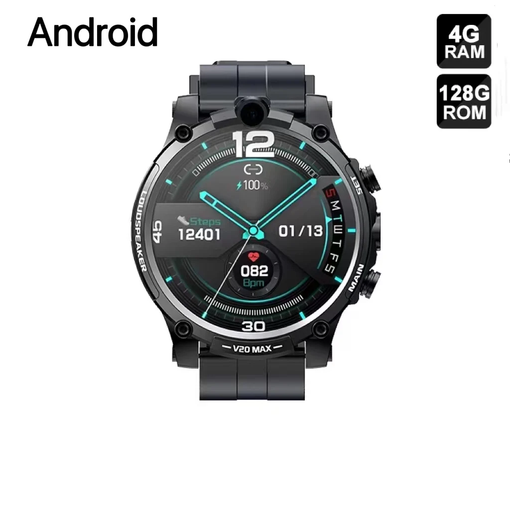 

New V20 4G Smart Watch 4G 128GB 1000mAh Dual Camera GPS WiFi Fitness Sports Heart Rate Monitor Android Smartwatch For Men