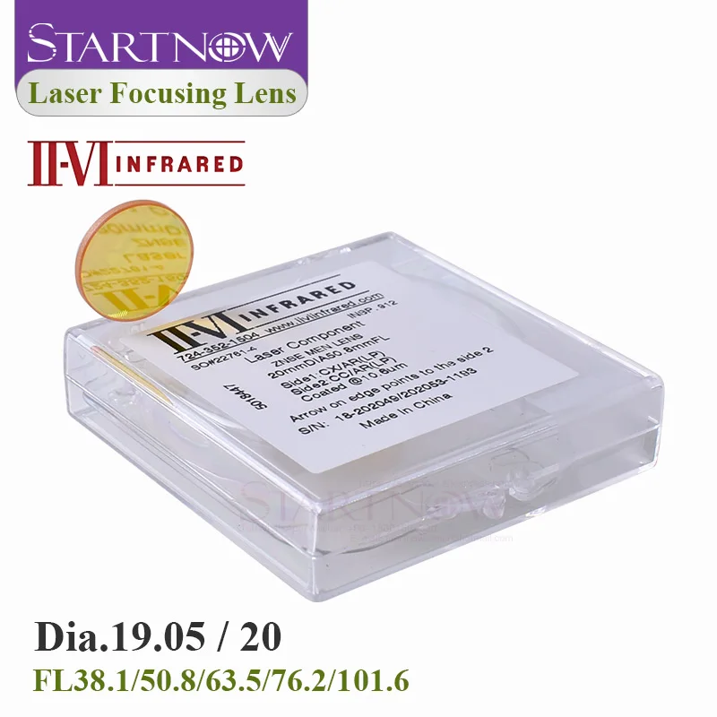 Reposição para Máquina de Corte a Laser Lente de Foco com Infravermelho Cvd Znse Dia.19 mm 20 F101.6 38.1 50.8 63.5 76.2 para Co2 Peças de