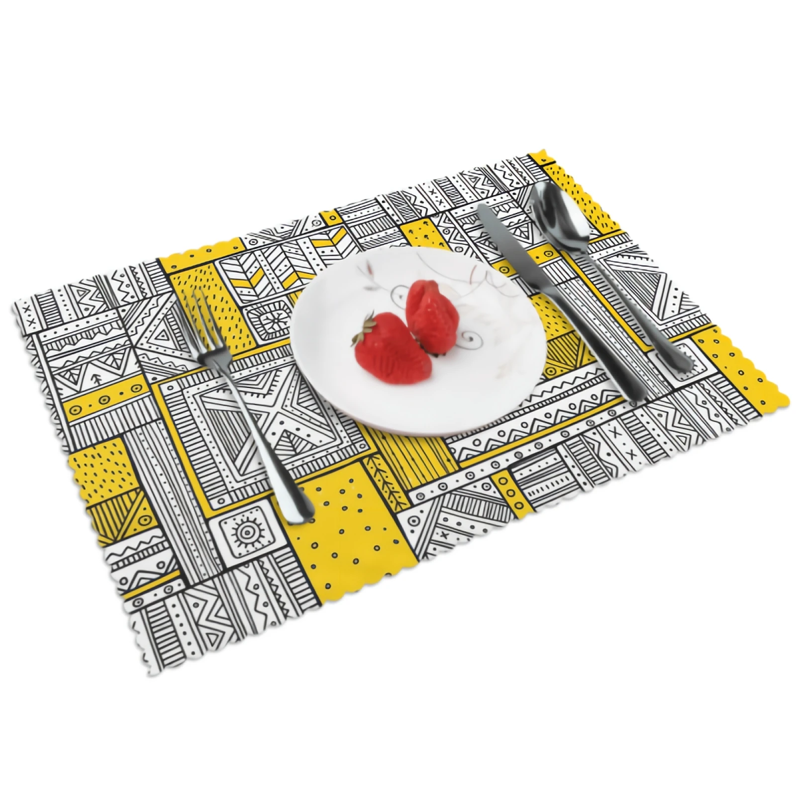 

Colorful Boho Striped Placemats for Dining Table Set of 4 Beautiful GeometricDecor Rectangular Heat Resistant Washable Place Mat