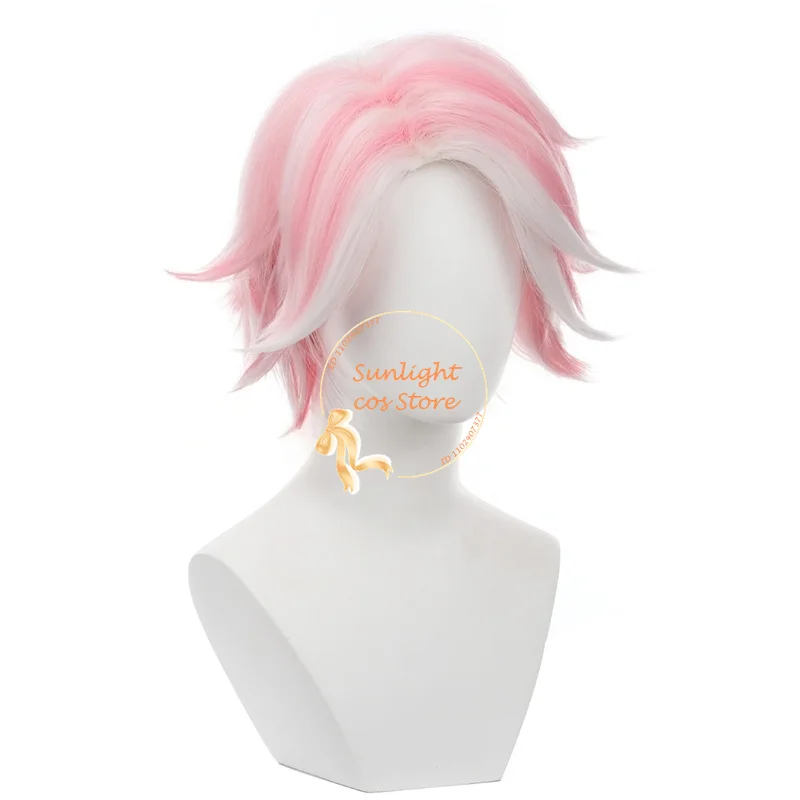 Ангел/Пыльный Парик 30 см Короткие Розовые Белые Парики Пыль Ange Косплей Аниме