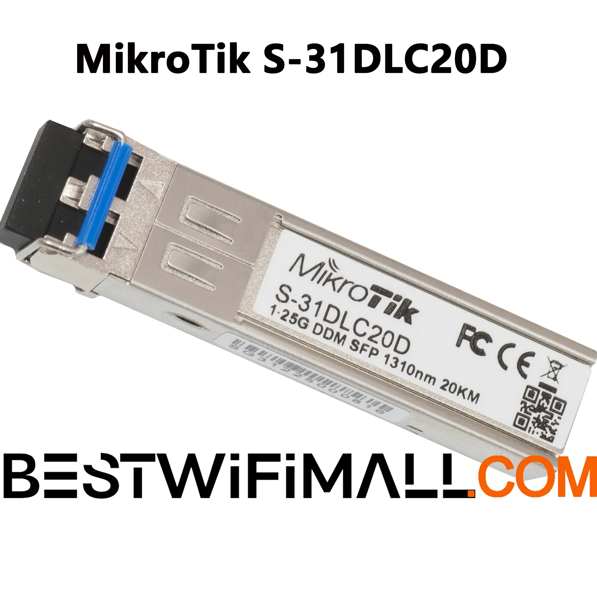 Фото Модуль SFP MikroTik S-31DLC20D, одномодовый, 1.25G, 20 км, 1310 нм, двойной разъем LC, для оптоволоконных соединений, 1 шт. №1