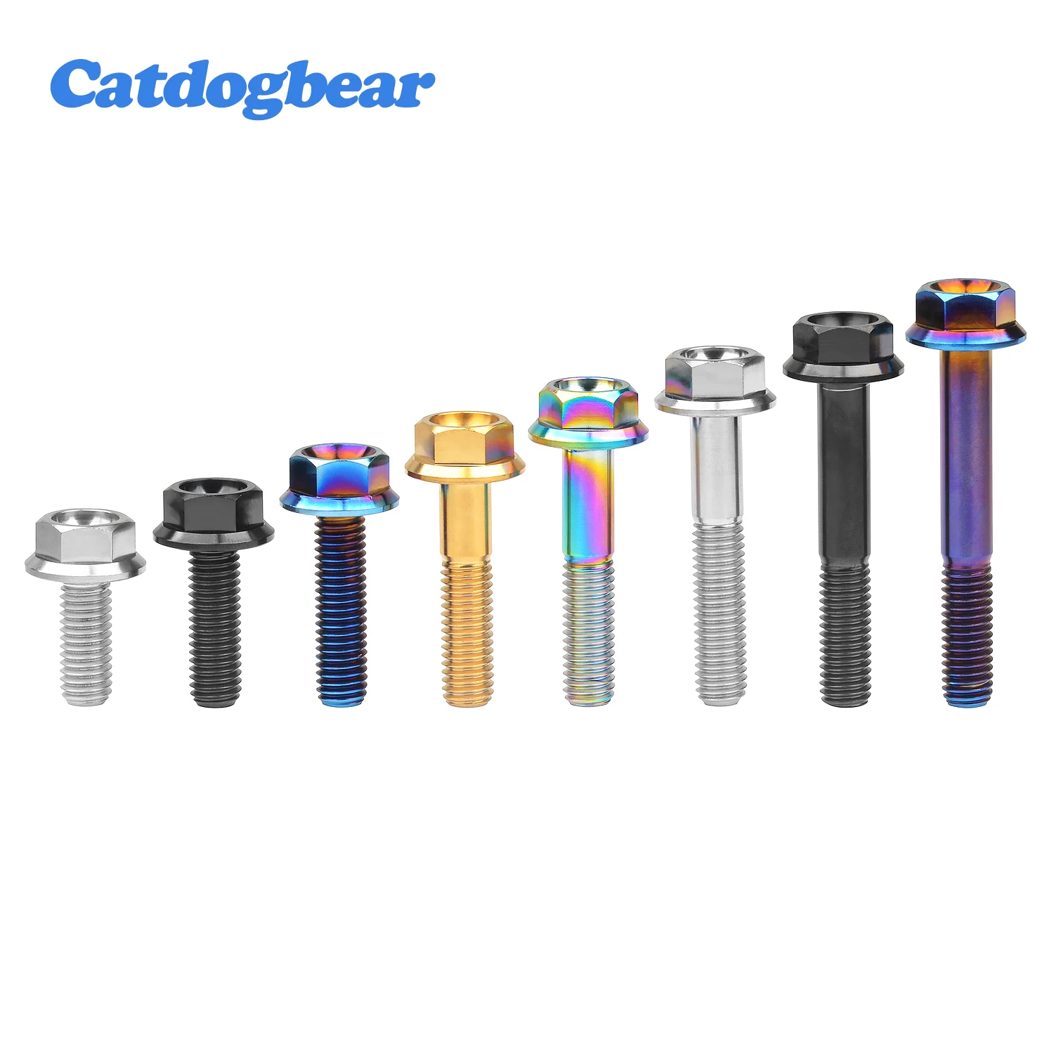 Титановые болты Catdogbear M8X15 ~ 55 мм, фланцевый болт с шестигранной головкой для велосипедных мотоциклетных винтов