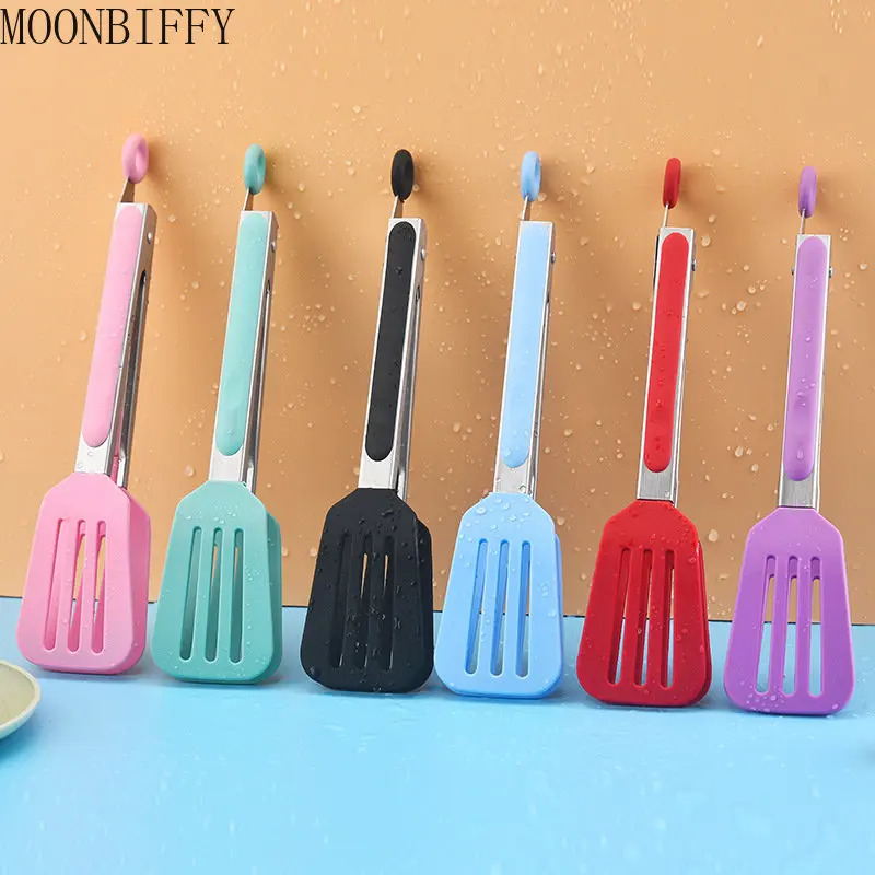

Silicone BBQ Grilling Tong Kitchen Cooking Salad Bread Serving Tong Non-Stick Barbecue Clip Clamp Stainless Steel Tools Gadgets