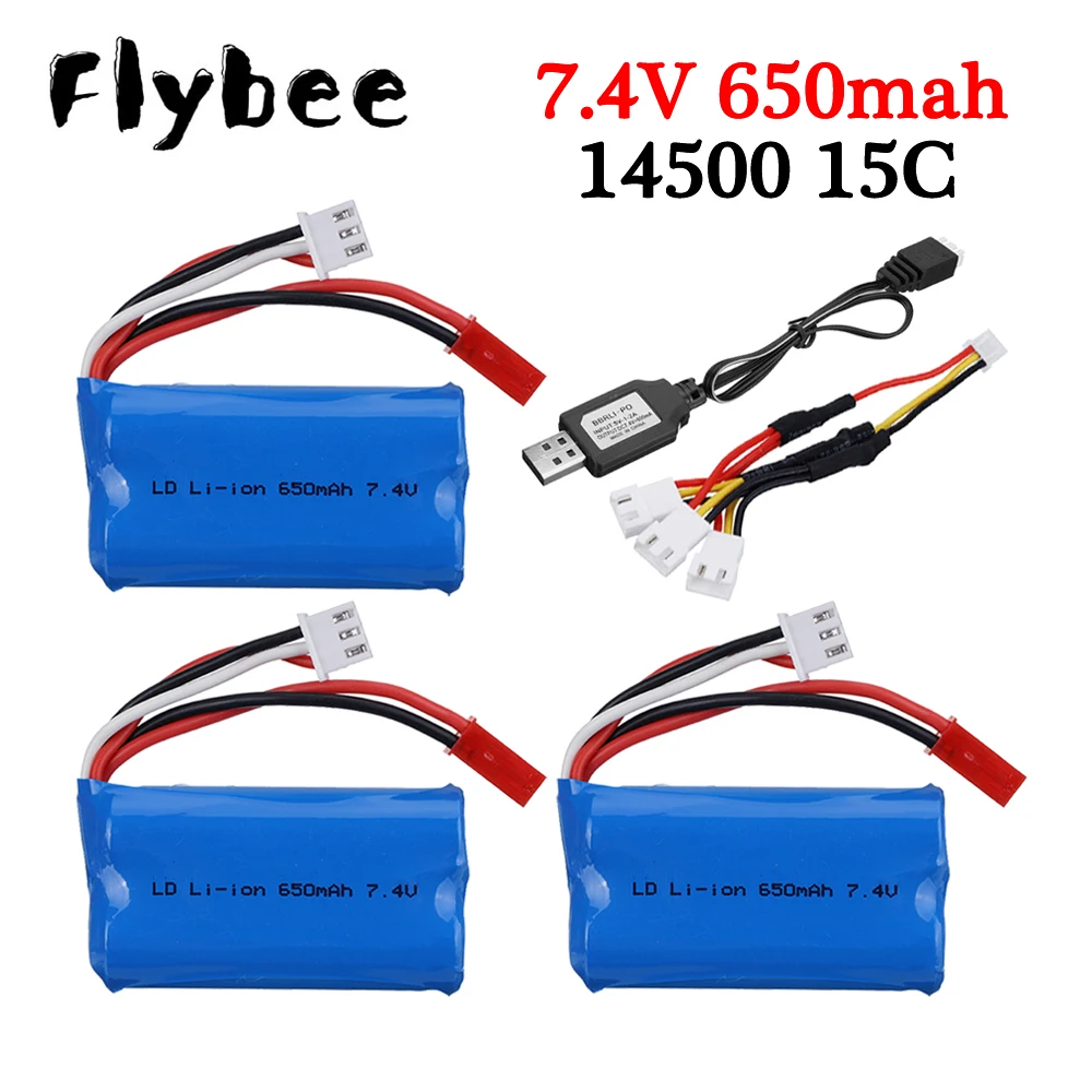

Аккумулятор 7,4 В 650 мАч + зарядное устройство USB 2S для Syma F1 FX059 Huajun W608-7 HJ370 RC Drone YD712 YD921 FT007, лодки, грузовики с дистанционным управлением