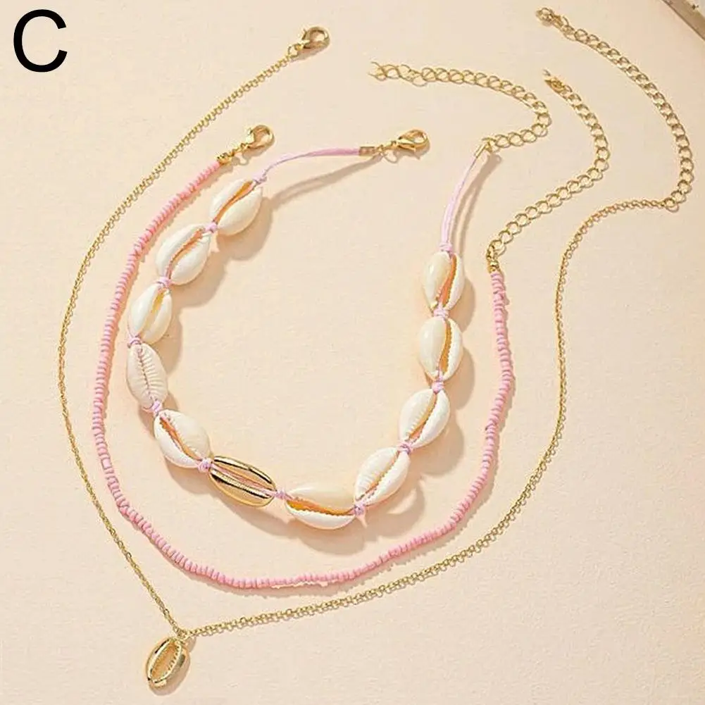 Ожерелье-чокер в стиле бохо из акриловой ракушки с подвеской камня пляжные