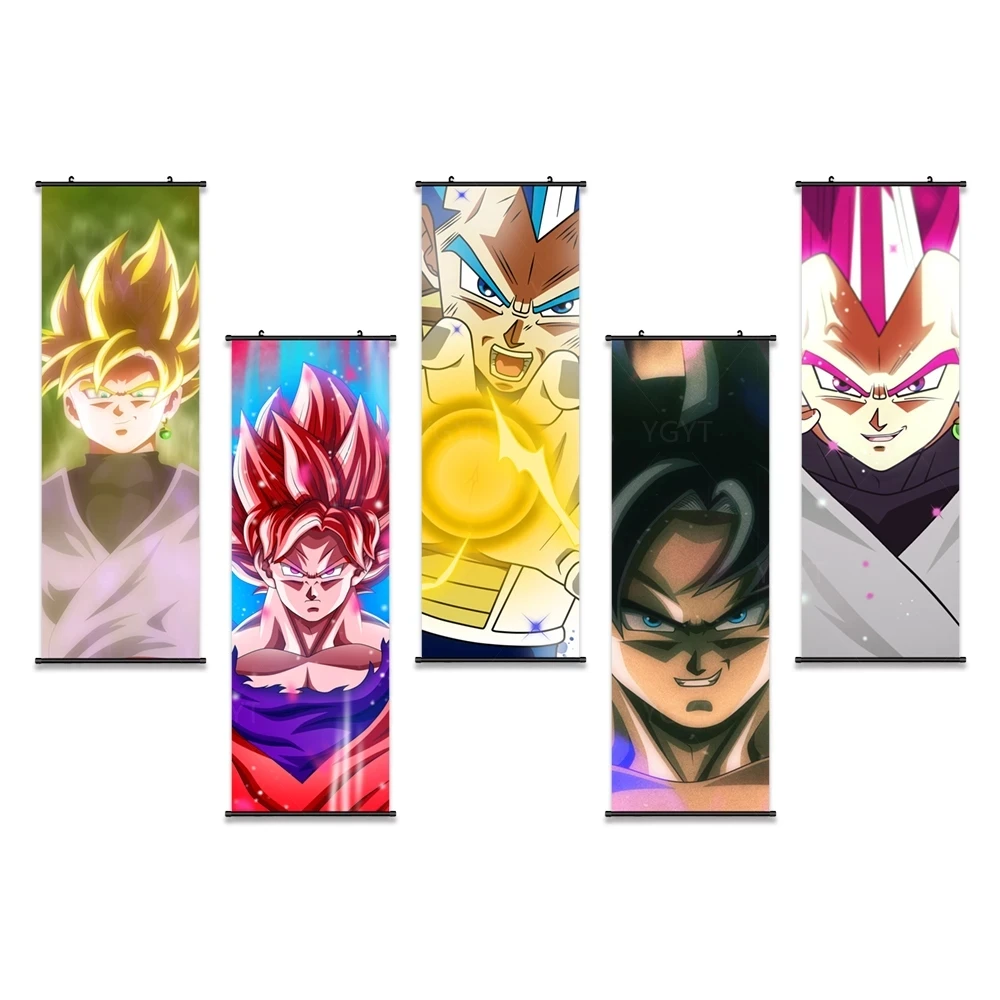 

Canvas Japanese Home Decoration Poster Printed Pictures Wall Dragon Ball Art Plastic Scroll Hanging Painting Bedside Background