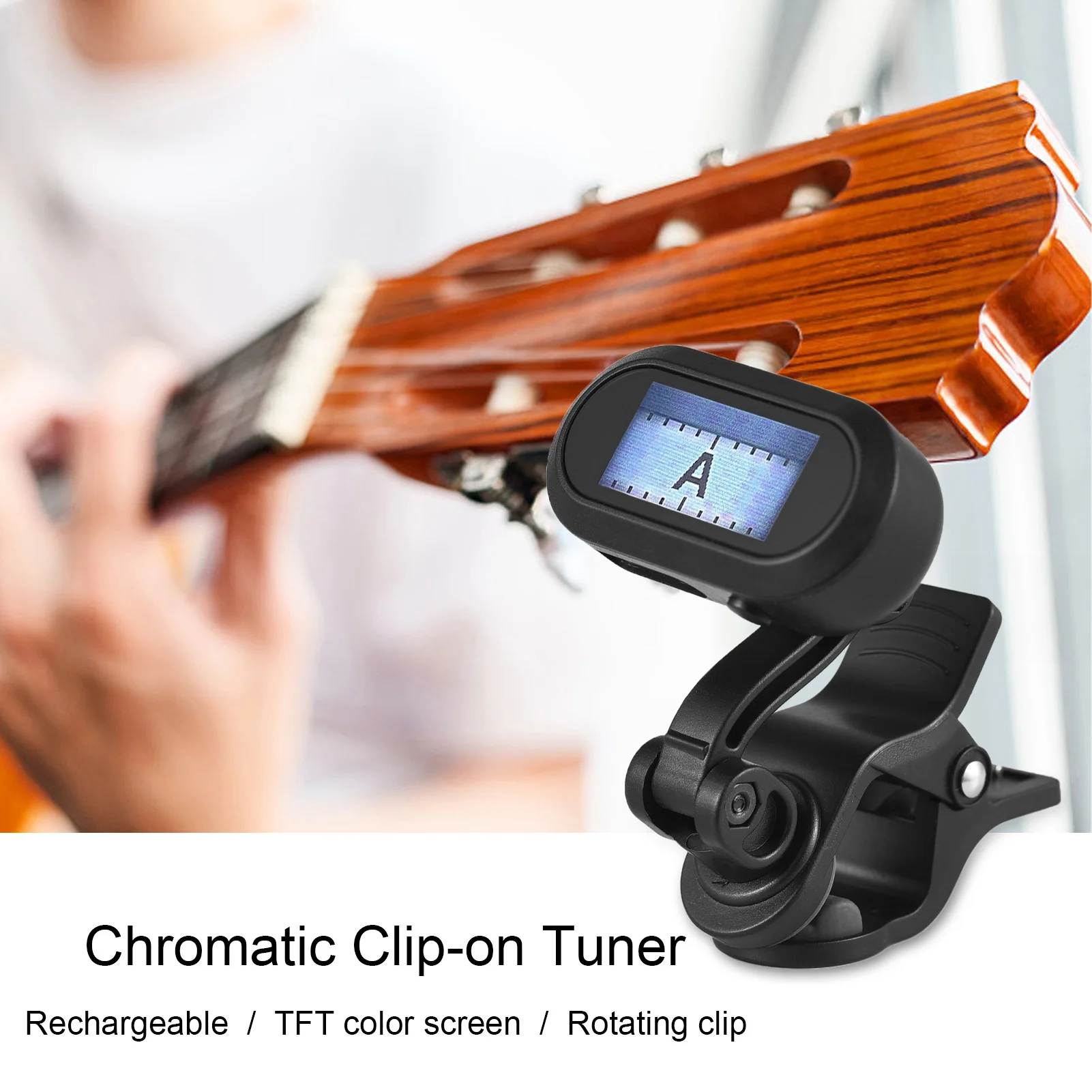 

AROMA AT-800 Rechargeable Mini Clip-on Tuner Multi-function TFT Color Display Rotating Clip Electric Tuner for Cello Saxophone
