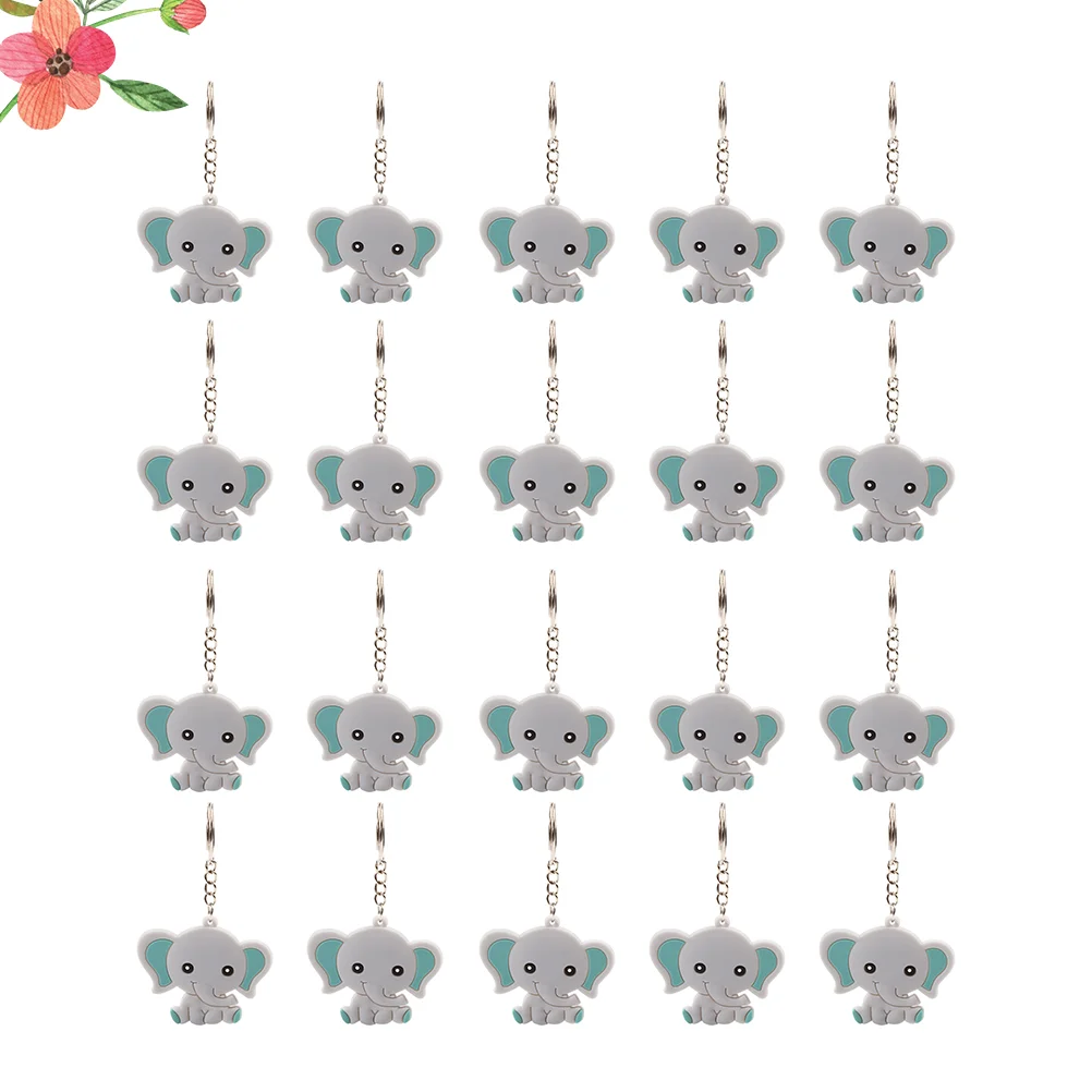 20 PCS PVC Key Ring Animal Keychains Creative Gift Keyrings Kids Panda Shaped Elephant