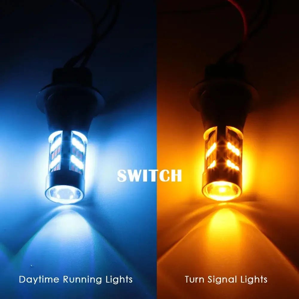 2 шт. 54SMD P21W 1156 BA15S BAU15S PY21W 7440 T20 Canbus двойной цвет светодиодный сигнал поворота