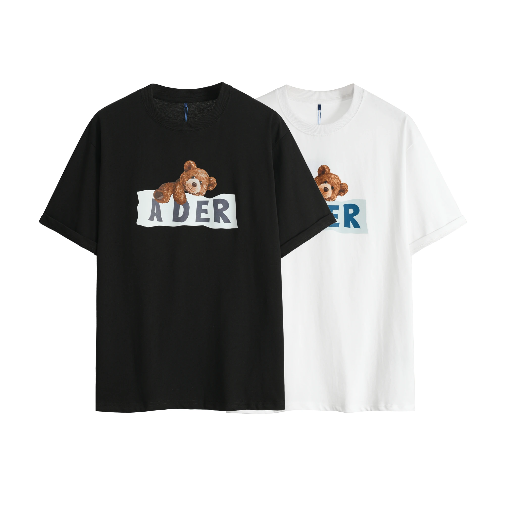 

ADER Men's And Women's Letter Bear Printed Round Neck Short Sleeve Casual Unisex T-shirt