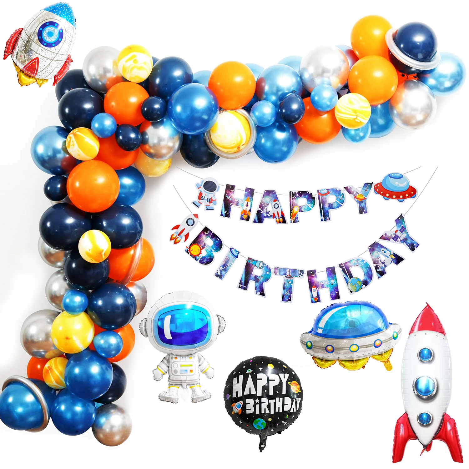 

85pcs Universe Outer Space Astronaut Rocket Galaxy Theme Latex Foil Balloons Garland Arch Kit Boy Birthday Party Decorations