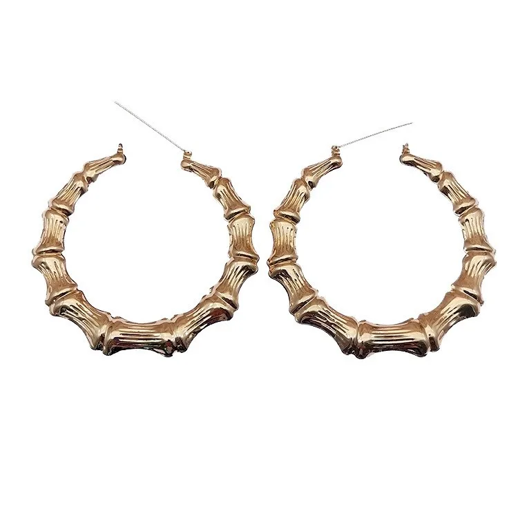 23New hot selling exaggerated punk oversized bamboo pattern earrings gold large earrings earrings Female Personality