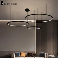 modern led pendant light black circle rings pendant lamp for dining room kitchen living room bedroom indoor home lighting lights