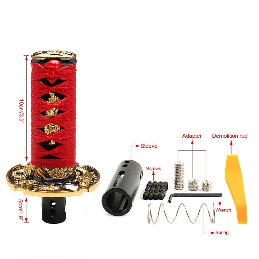 Универсальная ручка переключения передач самурайского меча JDM кожаный нож