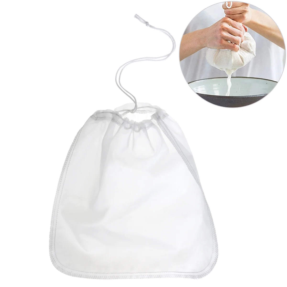 

200μm Mesh Strainer Bag Nut Bag Strainer Bag Coffee Filter Bag Nut Maker White