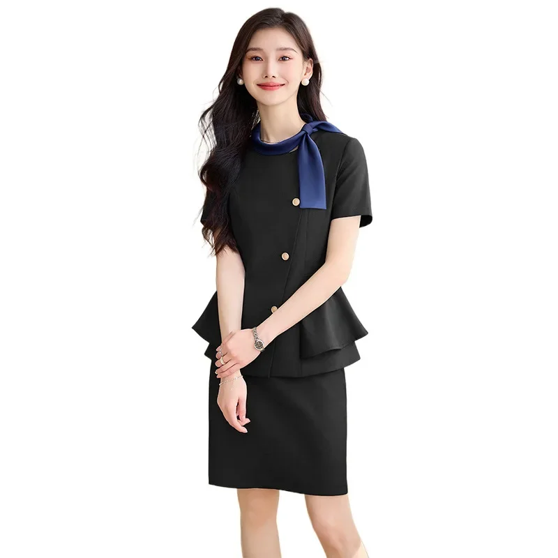 Women's Summer New Style Hotel Front Desk Reception Western-Style Suit Professional Jewelry Store Beauty Salon Workwear